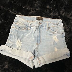 Light Blue Distressed Denim Shorts